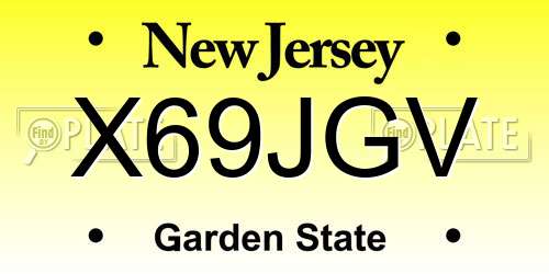 X69JGV New Jersey License Plate
