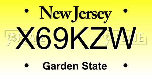 X69KZW New Jersey License Plate