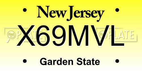 X69MVL New Jersey License Plate