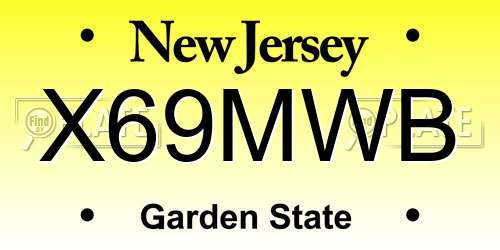 X69MWB New Jersey License Plate