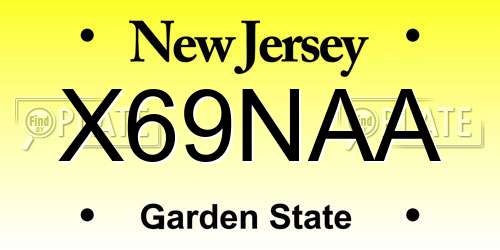 X69NAA New Jersey License Plate