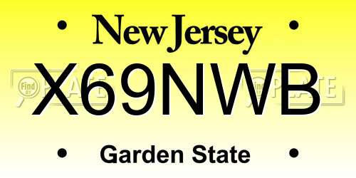 X69NWB New Jersey License Plate