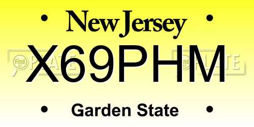 X69PHM New Jersey License Plate