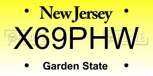 X69PHW New Jersey License Plate