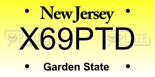 X69PTD New Jersey License Plate