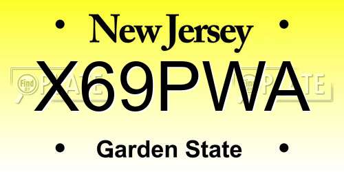 X69PWA New Jersey License Plate