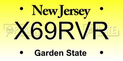 X69RVR New Jersey License Plate