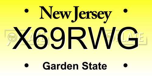 X69RWG New Jersey License Plate