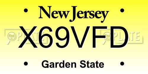 X69VFD New Jersey License Plate