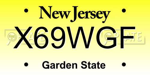 X69WGF New Jersey License Plate