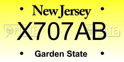 X707AB New Jersey License Plate