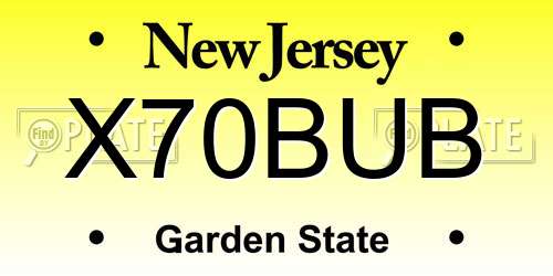 X70BUB New Jersey License Plate