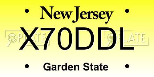 X70DDL New Jersey License Plate
