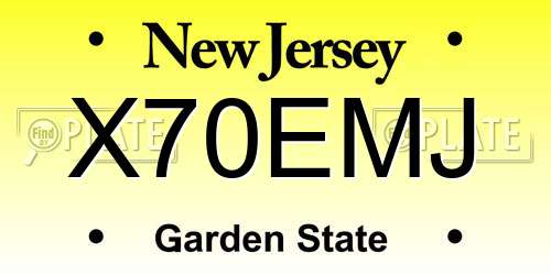 X70EMJ New Jersey License Plate