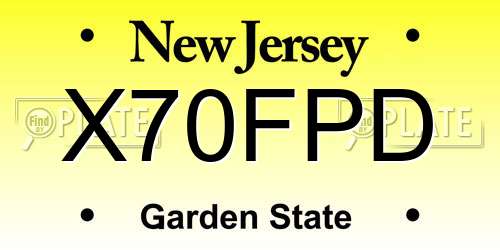 X70FPD New Jersey License Plate