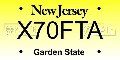X70FTA New Jersey License Plate