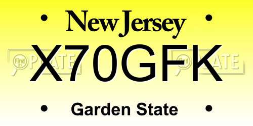 X70GFK New Jersey License Plate