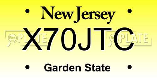 X70JTC New Jersey License Plate