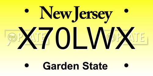 X70LWX New Jersey License Plate