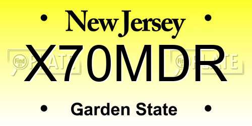 X70MDR New Jersey License Plate