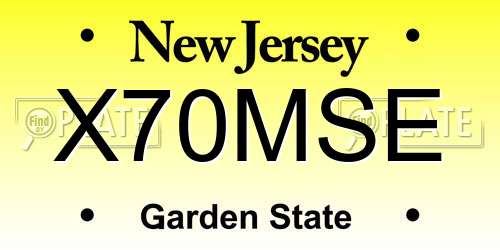 X70MSE New Jersey License Plate