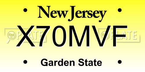 X70MVF New Jersey License Plate