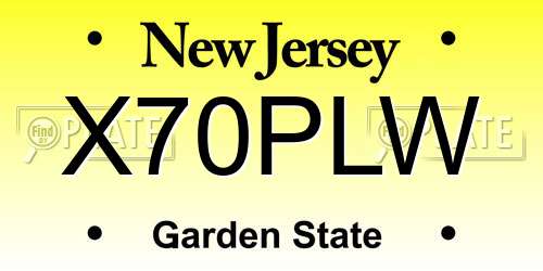 X70PLW New Jersey License Plate