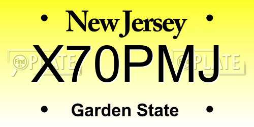 X70PMJ New Jersey License Plate