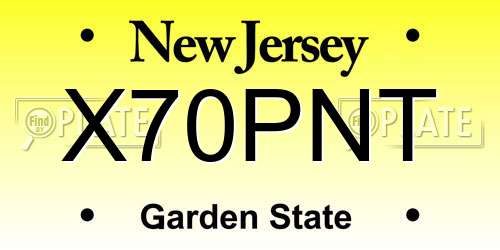 X70PNT New Jersey License Plate