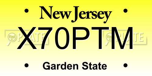 X70PTM New Jersey License Plate