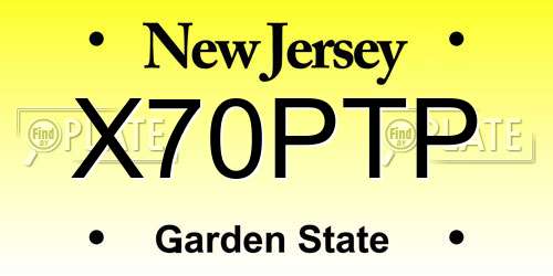 X70PTP New Jersey License Plate