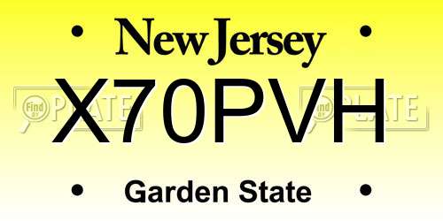 X70PVH New Jersey License Plate