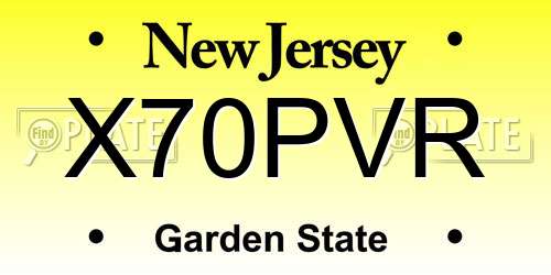 X70PVR New Jersey License Plate