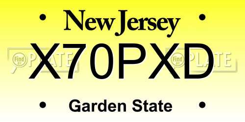 X70PXD New Jersey License Plate