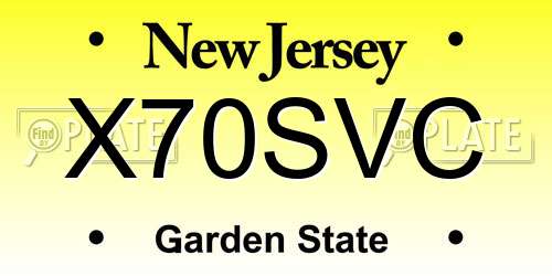 X70SVC New Jersey License Plate