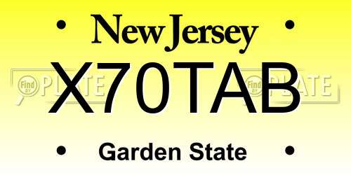 X70TAB New Jersey License Plate