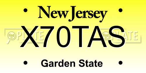 X70TAS New Jersey License Plate