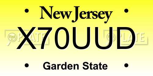 X70UUD New Jersey License Plate