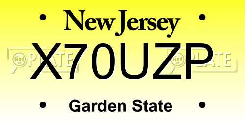X70UZP New Jersey License Plate