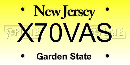 X70VAS New Jersey License Plate