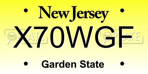 X70WGF New Jersey License Plate