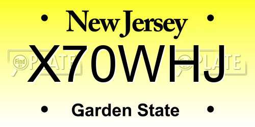 X70WHJ New Jersey License Plate