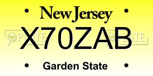 X70ZAB New Jersey License Plate
