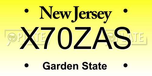 X70ZAS New Jersey License Plate