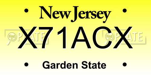 X71ACX New Jersey License Plate
