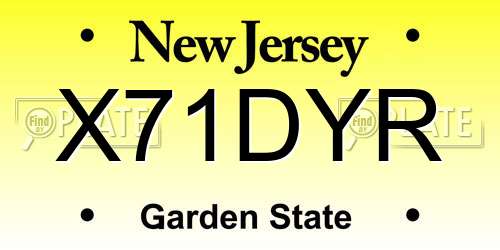 X71DYR New Jersey License Plate