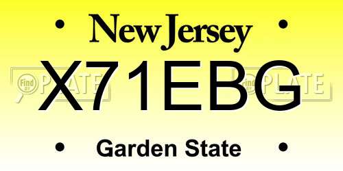 X71EBG New Jersey License Plate