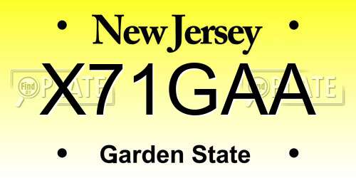 X71GAA New Jersey License Plate