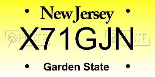 X71GJN New Jersey License Plate