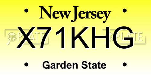 X71KHG New Jersey License Plate